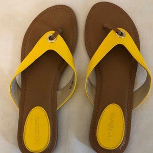 Liz Claiborne yellow and brown sandals, size 8.5